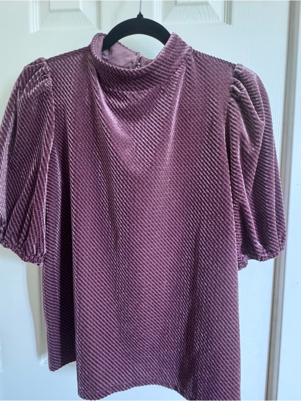 Ann Taylor Factory Plum Textured Velvet Top